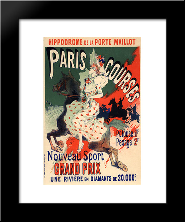 Hippodrome De La Porte Maillot, Paris Courses 20x24 Black Modern Wood Framed Art Print Poster by Cheret, Jules