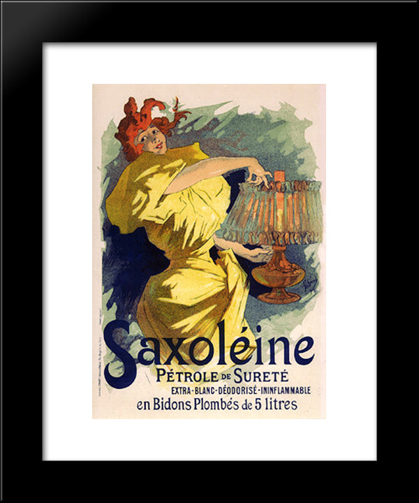 Saxoleine, Petrole De Surete 20x24 Black Modern Wood Framed Art Print Poster by Cheret, Jules