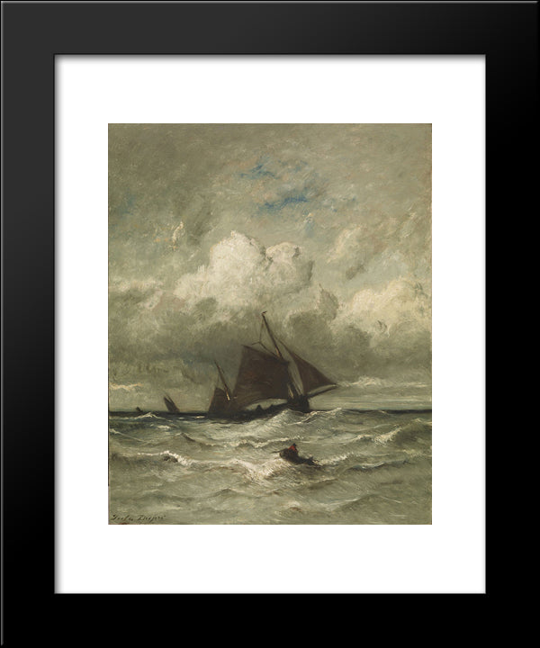 At Sea 20x24 Black Modern Wood Framed Art Print Poster by Dupre, Jules