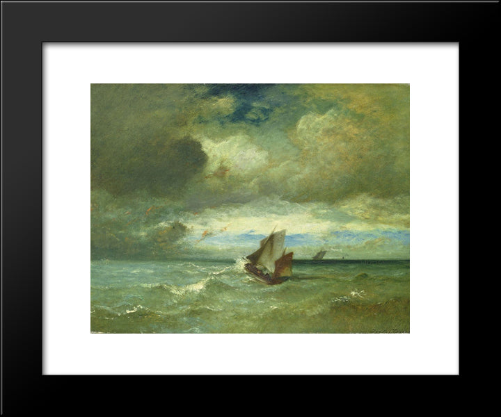 Choppy Sea 20x24 Black Modern Wood Framed Art Print Poster by Dupre, Jules