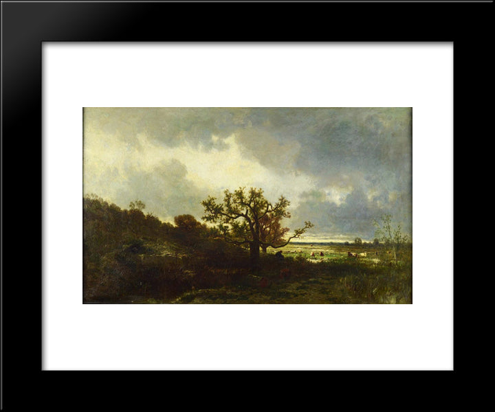 Landscape With Oaktree 20x24 Black Modern Wood Framed Art Print Poster by Dupre, Jules