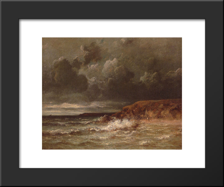 Marine Landscape (The Cape And Dunes Of Saint-Quentin) 20x24 Black Modern Wood Framed Art Print Poster by Dupre, Jules