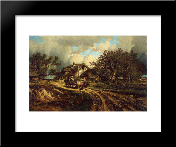 Village Landscape 20x24 Black Modern Wood Framed Art Print Poster by Dupre, Jules
