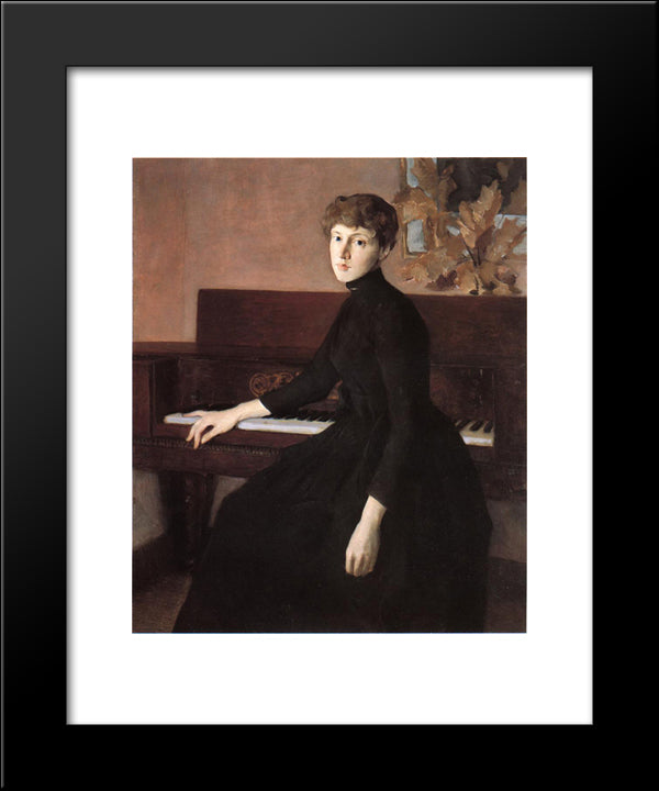 At The Piano 20x24 Black Modern Wood Framed Art Print Poster by Weir, Julian Alden