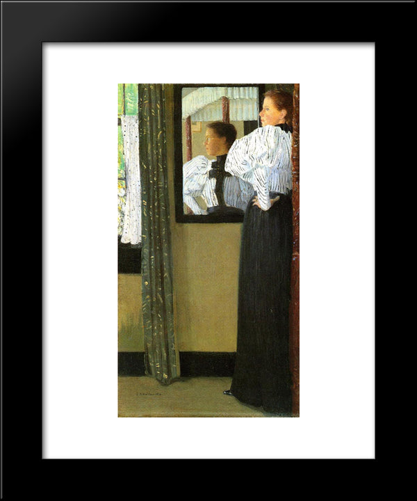 Face Reflected In A Mirror 20x24 Black Modern Wood Framed Art Print Poster by Weir, Julian Alden