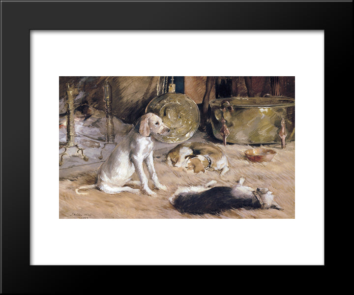 Fireside Dreams 20x24 Black Modern Wood Framed Art Print Poster by Weir, Julian Alden
