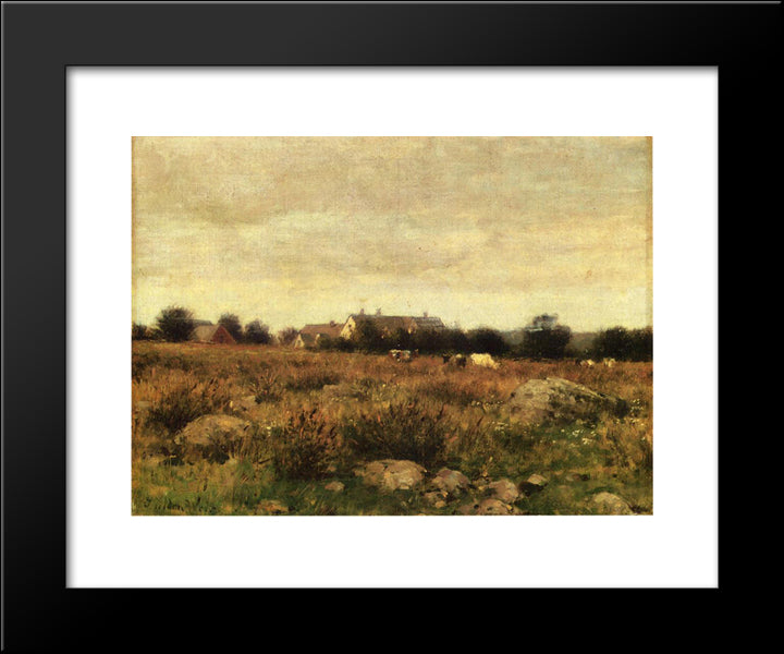 Houses In Pasture 20x24 Black Modern Wood Framed Art Print Poster by Weir, Julian Alden