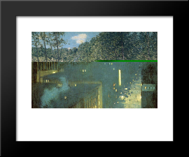 The Building Of The Dam 20x24 Black Modern Wood Framed Art Print Poster by Weir, Julian Alden