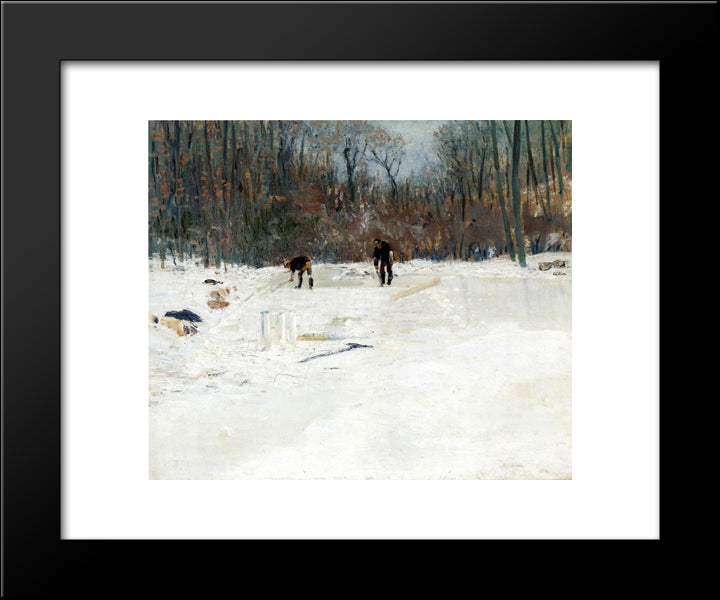 The Ice Cutters 20x24 Black Modern Wood Framed Art Print Poster by Weir, Julian Alden
