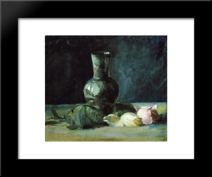Vase And Roses 20x24 Black Modern Wood Framed Art Print Poster by Weir, Julian Alden