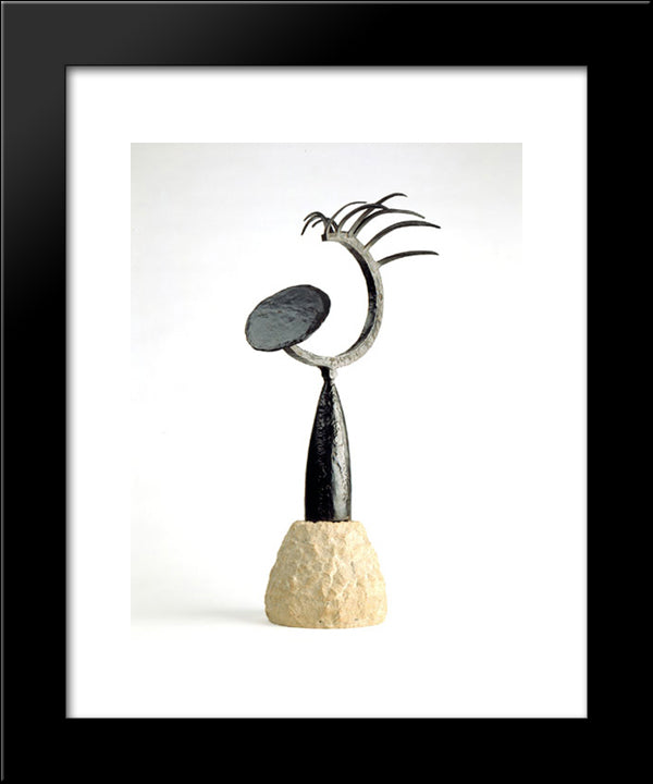 Tete Au Miroir 20x24 Black Modern Wood Framed Art Print Poster by Gonzalez, Julio