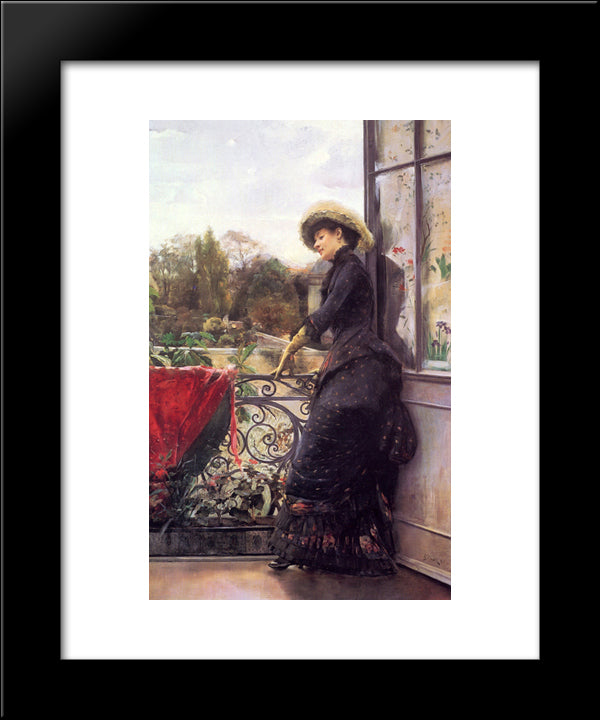 On The Terrace 20x24 Black Modern Wood Framed Art Print Poster by Stewart, Julius LeBlanc