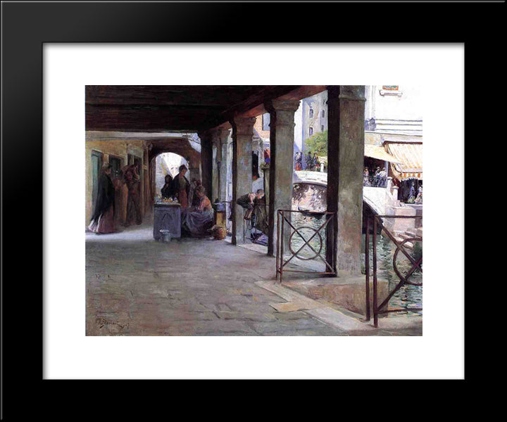 Venetian Market Scene 20x24 Black Modern Wood Framed Art Print Poster by Stewart, Julius LeBlanc