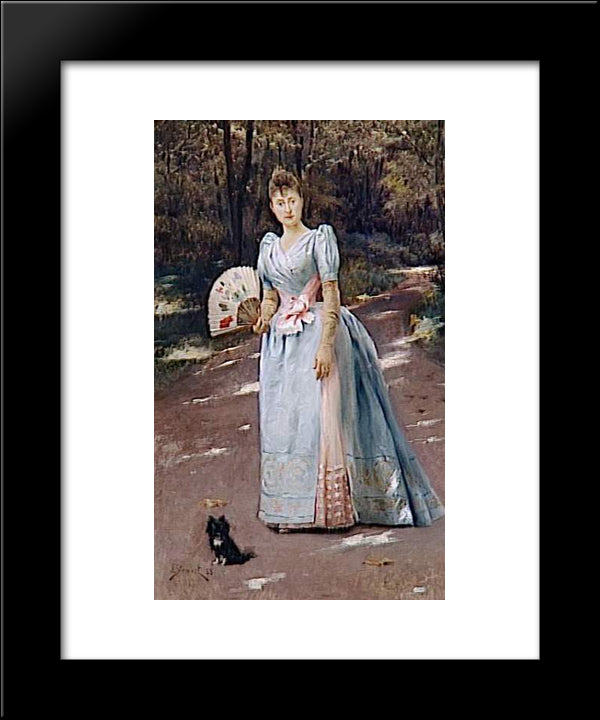 Woman In A Garden 20x24 Black Modern Wood Framed Art Print Poster by Stewart, Julius LeBlanc