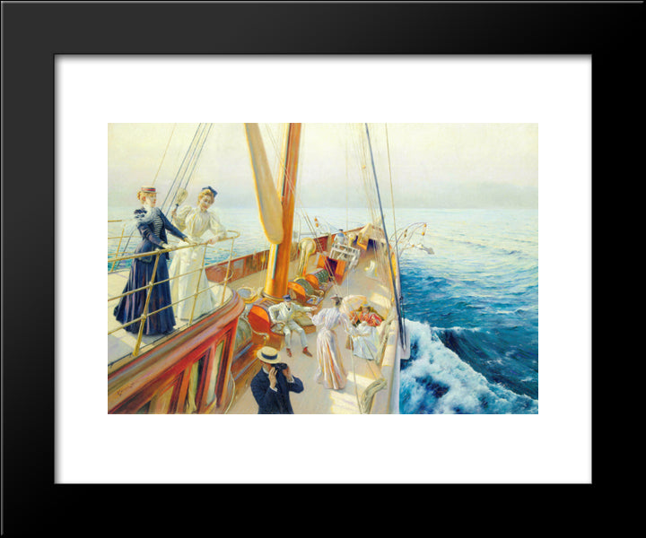 Yachting In The Mediterranean 20x24 Black Modern Wood Framed Art Print Poster by Stewart, Julius LeBlanc
