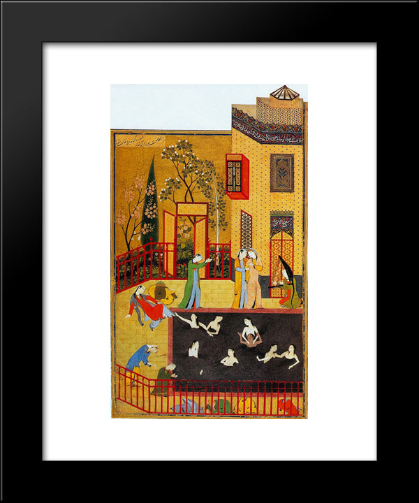 A Miniature Painting From The Iskandarnama 20x24 Black Modern Wood Framed Art Print Poster by ud Din Behzad, Kamal