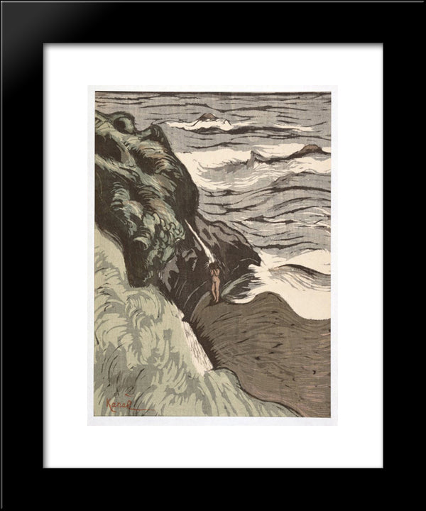 Bathing In Brittany 20x24 Black Modern Wood Framed Art Print Poster by Yamamoto, Kanae