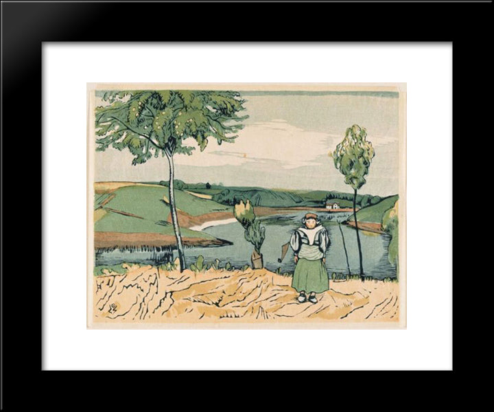 Dutch Girl In Landscape 20x24 Black Modern Wood Framed Art Print Poster by Yamamoto, Kanae