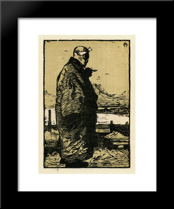 Fisherman 20x24 Black Modern Wood Framed Art Print Poster by Yamamoto, Kanae