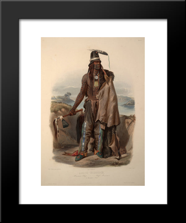 Abdih- Hiddisch. A Minatarre Chief, Plate 24 From Volume 1 Of 'Travels In The Interior Of North America' 20x24 Black Modern Wood Framed Art Print Poster by Bodmer, Karl