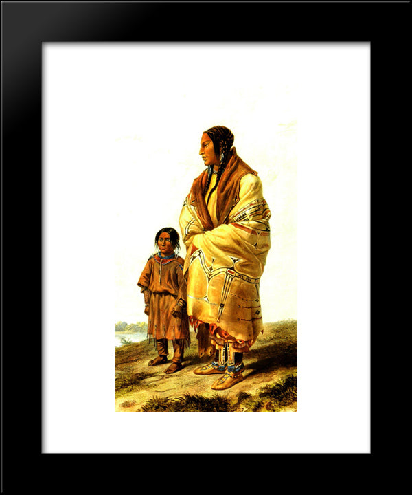 Dacota Woman And Assiniboin Girl, Plate 9 From Volume 2 Of `Travels In The Interior Of North America' 20x24 Black Modern Wood Framed Art Print Poster by Bodmer, Karl