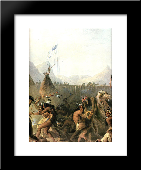 Fort Pierre 20x24 Black Modern Wood Framed Art Print Poster by Bodmer, Karl