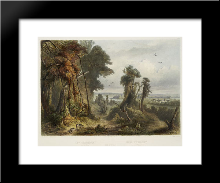 New Harmony On The Wabash, Plate 2 From Volume 2 Of 'Travels In The Interior Of North America' 20x24 Black Modern Wood Framed Art Print Poster by Bodmer, Karl