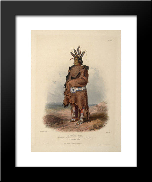 Pachtuwa-Chta, An Arrikkara Warrior, Plate 27 From Volume 1 Of 'Travels In The Interior Of North America' 20x24 Black Modern Wood Framed Art Print Poster by Bodmer, Karl