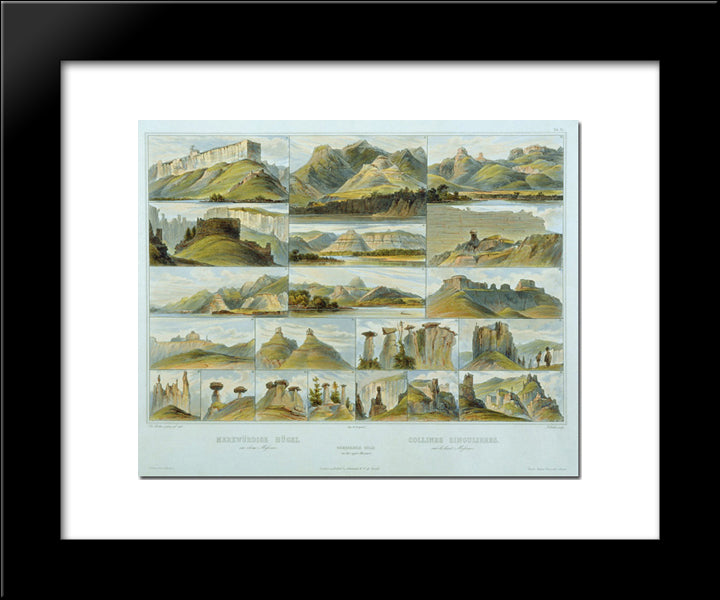Remarkable Hills On The Upper Missouri, Plate 34 From Volume 2 Of 'Travels In The Interior Of North America' 20x24 Black Modern Wood Framed Art Print Poster by Bodmer, Karl