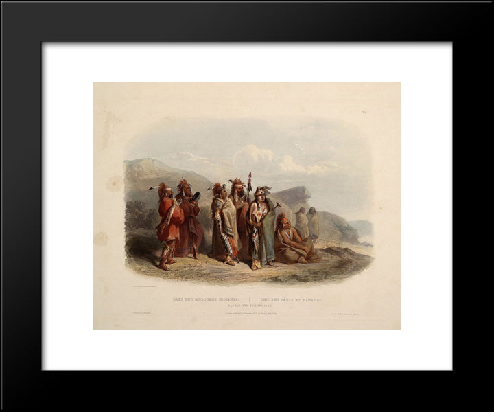 Saukie And Fox Indians, Plate 20 From Volume 1 Of 'Travels In The Interior Of North America' 20x24 Black Modern Wood Framed Art Print Poster by Bodmer, Karl