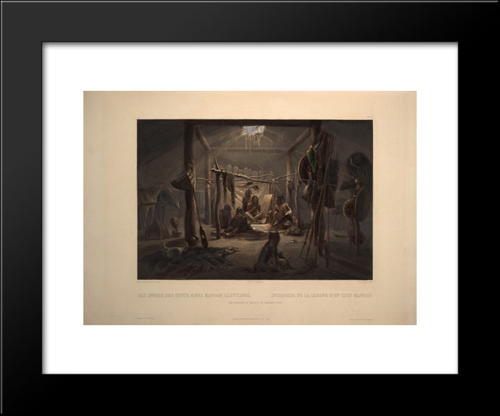 The Interior Of A Hut Of A Mandan Chief, Plate 19 From Volume 2 Of 'Travels In The Interior Of North America' 20x24 Black Modern Wood Framed Art Print Poster by Bodmer, Karl