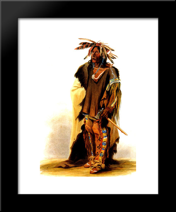 Wahk-Ta-Ge-Li, A Sioux Warrior 20x24 Black Modern Wood Framed Art Print Poster by Bodmer, Karl