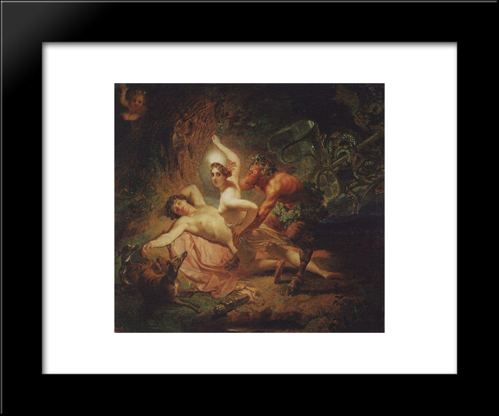 Diana, Endymion And Satyr 20x24 Black Modern Wood Framed Art Print Poster by Bryullov, Karl