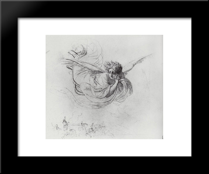 Flying Angel Mourning Victims Of The Inquisition 20x24 Black Modern Wood Framed Art Print Poster by Bryullov, Karl