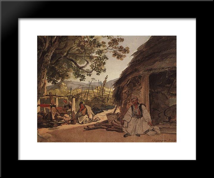 Greek Morning In Myraca 20x24 Black Modern Wood Framed Art Print Poster by Bryullov, Karl