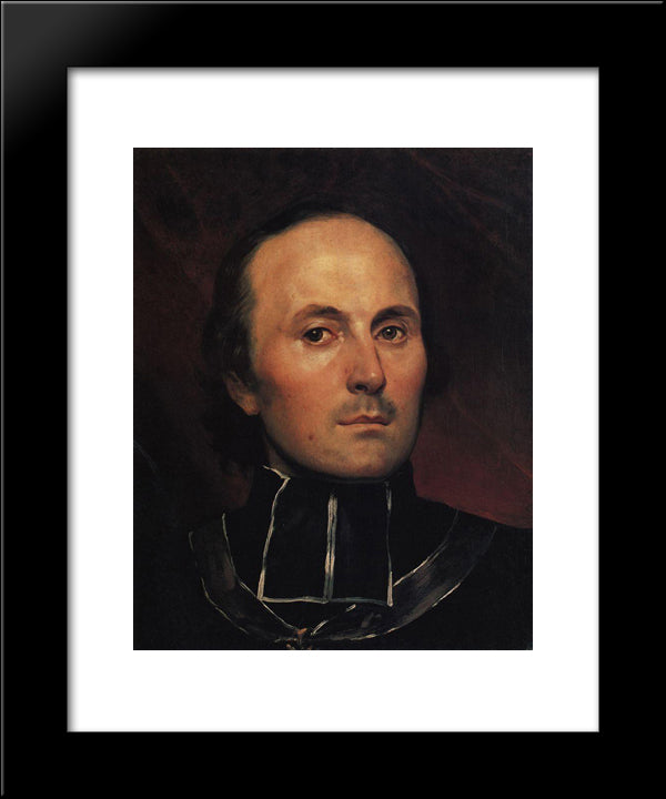 Head Of An Abbot 20x24 Black Modern Wood Framed Art Print Poster by Bryullov, Karl