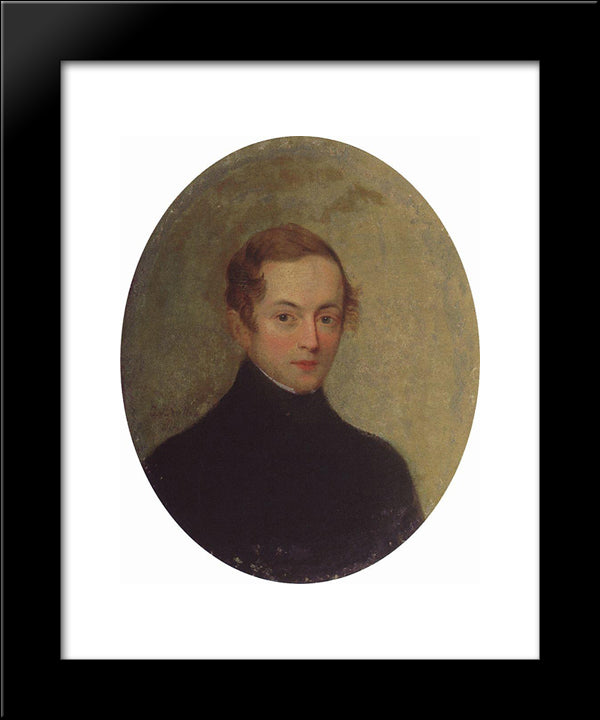 Portrait Of An Unknown 20x24 Black Modern Wood Framed Art Print Poster by Bryullov, Karl