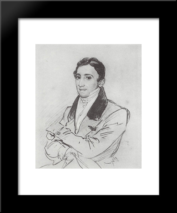 Portrait Of F. D. Gverazzi 20x24 Black Modern Wood Framed Art Print Poster by Bryullov, Karl