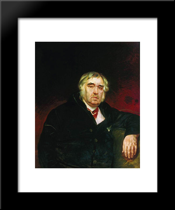 Portrait Of I. A. Krylov 20x24 Black Modern Wood Framed Art Print Poster by Bryullov, Karl