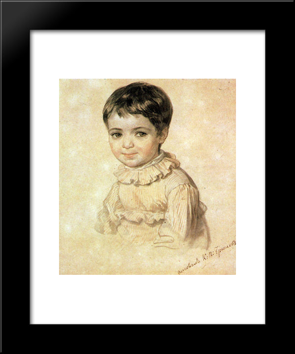 Portrait Of Maria Kikina As A Child 20x24 Black Modern Wood Framed Art Print Poster by Bryullov, Karl