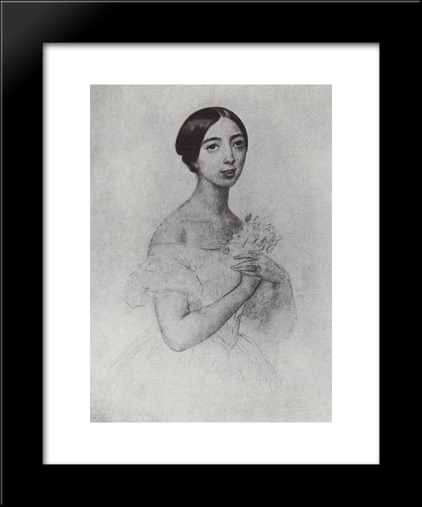 Portrait Of The Singer Pauline Viardot Garcia 20x24 Black Modern Wood Framed Art Print Poster by Bryullov, Karl