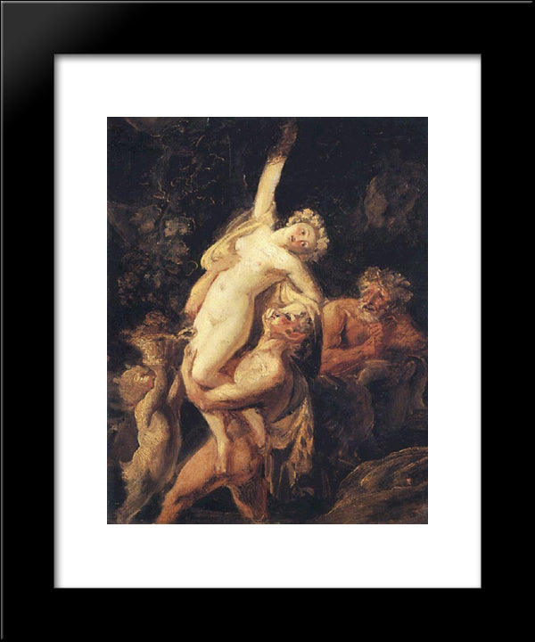 Satyr And Bacchante (Bacchanalia) 20x24 Black Modern Wood Framed Art Print Poster by Bryullov, Karl