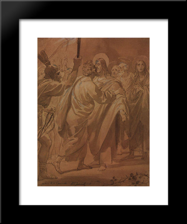 The Judas Kiss 20x24 Black Modern Wood Framed Art Print Poster by Bryullov, Karl