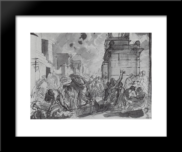 The Last Day Of Pompeii 20x24 Black Modern Wood Framed Art Print Poster by Bryullov, Karl