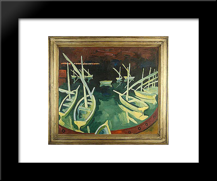 Pier At Night 20x24 Black Modern Wood Framed Art Print Poster by Schmidt Rottluff, Karl