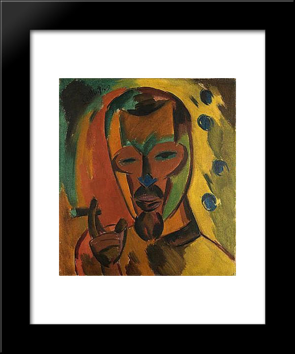 Self - Portrait With Cigar 20x24 Black Modern Wood Framed Art Print Poster by Schmidt Rottluff, Karl