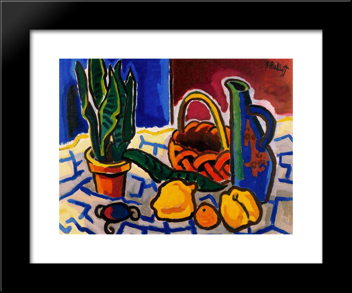 Still Life (Sanseveria And Jar) 20x24 Black Modern Wood Framed Art Print Poster by Schmidt Rottluff, Karl