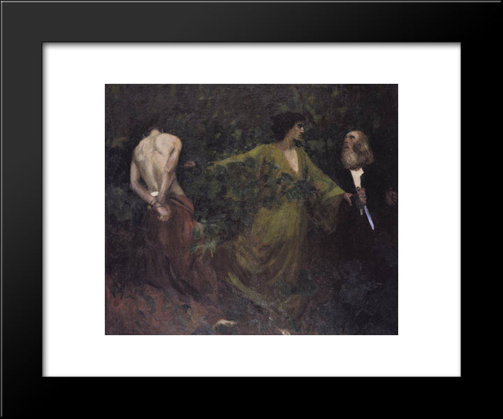 Abraham'S Sacrifice 20x24 Black Modern Wood Framed Art Print Poster by Ferenczy, Karoly