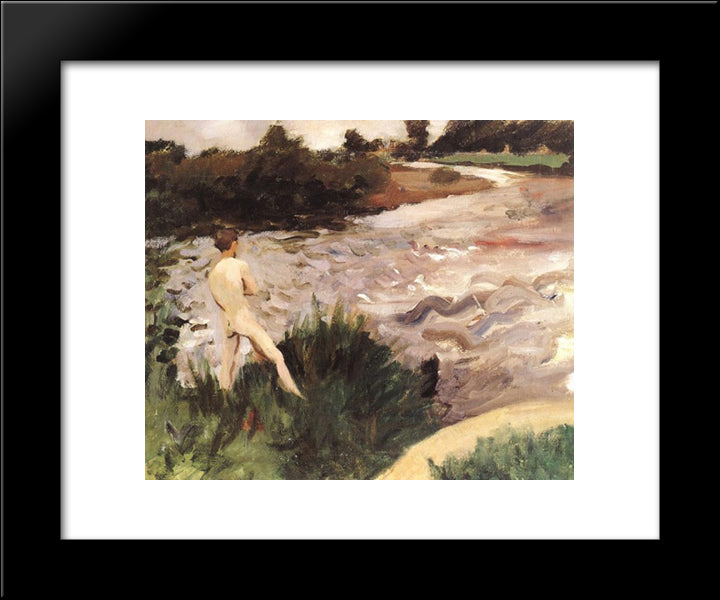 Gloomy Landscape With Bather 20x24 Black Modern Wood Framed Art Print Poster by Ferenczy, Karoly