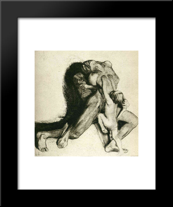 Death And Woman (Self-Portrait) 20x24 Black Modern Wood Framed Art Print Poster by Kollwitz, Kathe